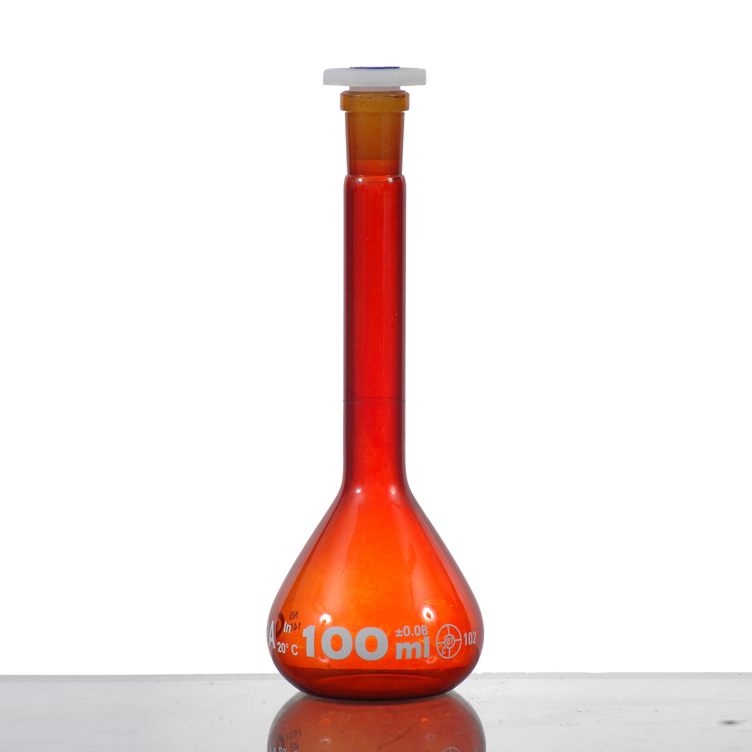 Volumetric Flask Amber Class A Borosilicate Glass Dalon