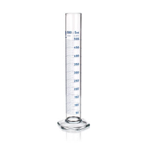 Measuring Cylinder, Class A, Blue Graduations, Hexagonal Base, Borosilicate Glass