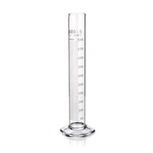 Measuring Cylinder, Class B, White Graduations, Hexagonal Base, Borosilicate Glass