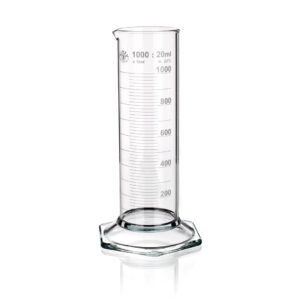 Measuring Cylinder, Low Form, Class B, White Graduations, Hexagonal Base, Borosilicate Glass
