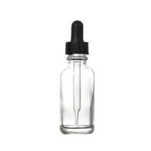 Dropping Bottle, Glass, Clear, Complete With Black Dropper