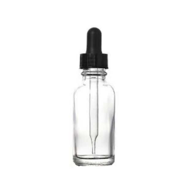 Dropping Bottle, Glass, Clear, Complete With Black Dropper