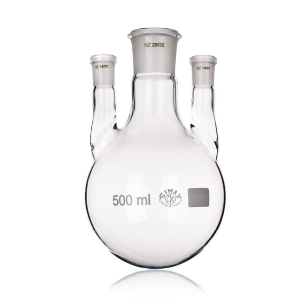 Flask, Round Bottom, 3 Jointed Necks, Borosilicate Glass