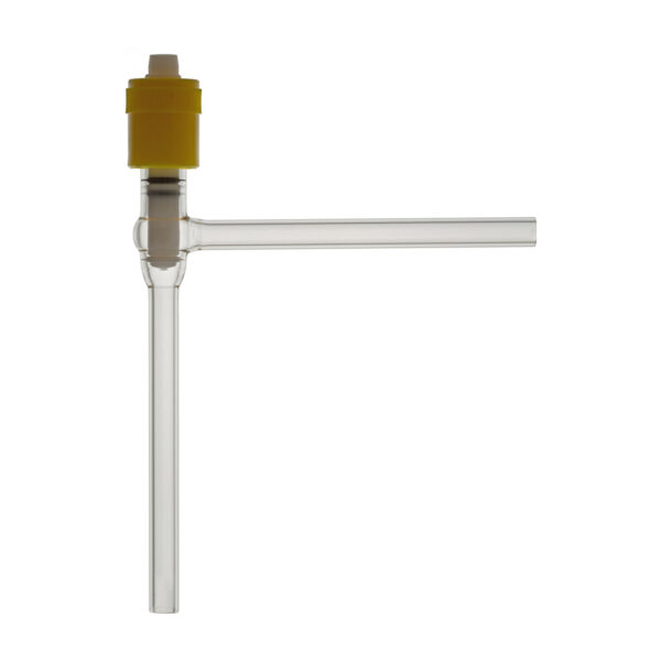 Greaseless HV Valve, Right Angle, Fine Thread, Glass / PTFE